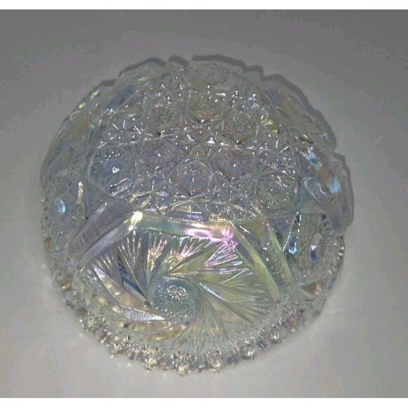 L.E. SMITH  1960s COMET IN THE STARS Clear IRIDESCENT CARNIVAL GLASS BOWL 7.5" - Picture 2 of 10